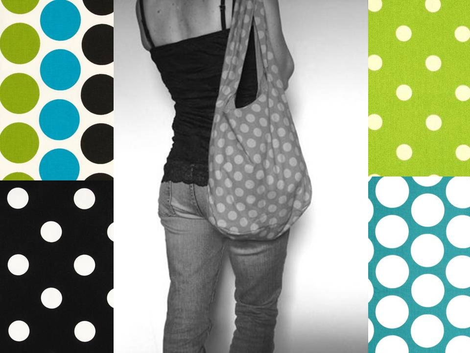 Mom Bag Over Shoulder Purse. Polka Dot Bag. Mix n Match Circles Chevron and Solids. Bold Colors Lime Green Turquoise Blue Black