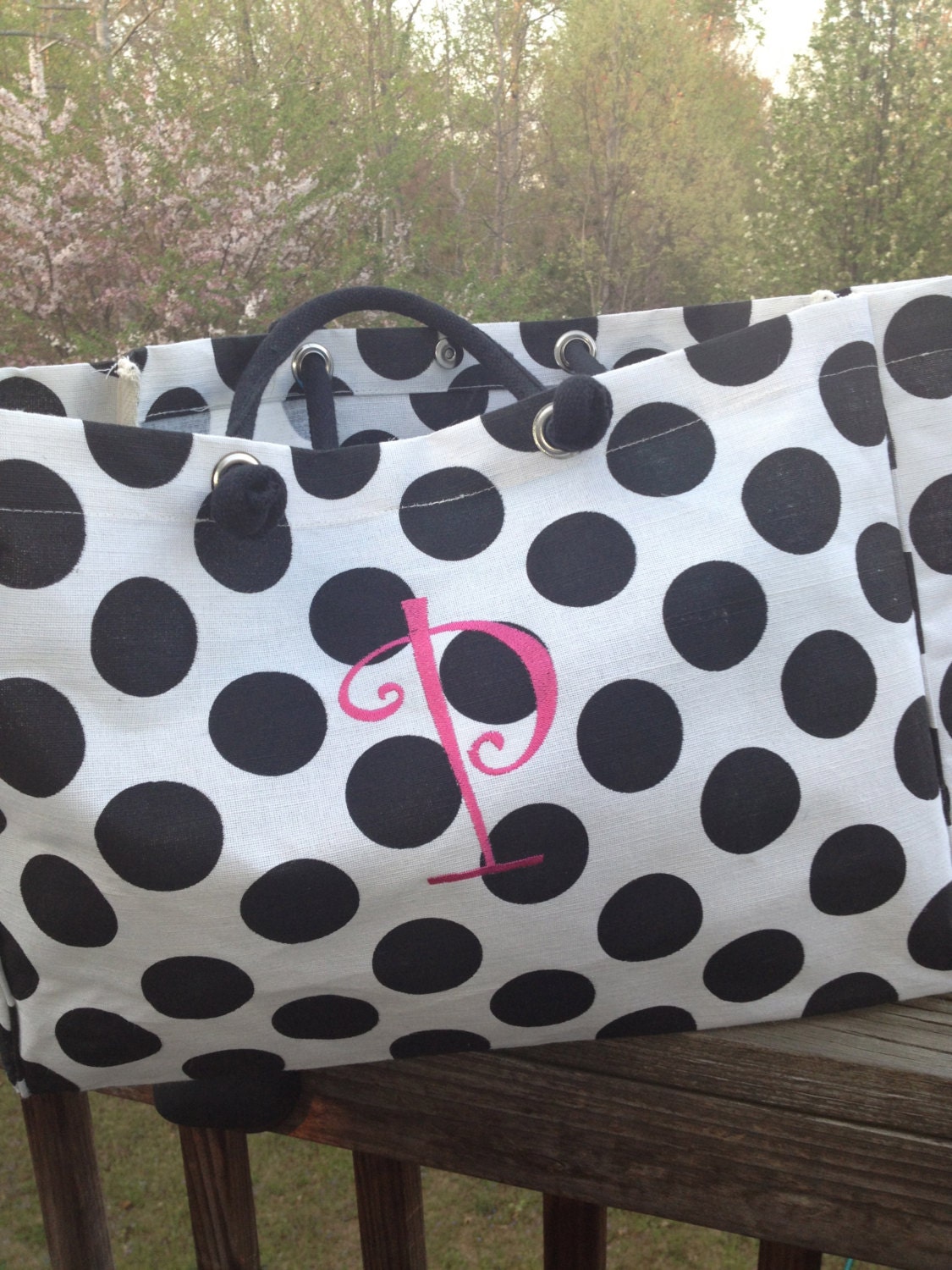 Black and White Polka Dot Beach Bag Il_170x135