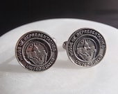 Vintage Silver Tone Circular Cuff Links United States House of Representatives Capitol Building Eagle Souvenir Fun Fashion Accessory for Men