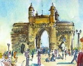 India sketch Gateway of India, Mumbai  8x10 print of a watercolor sketch