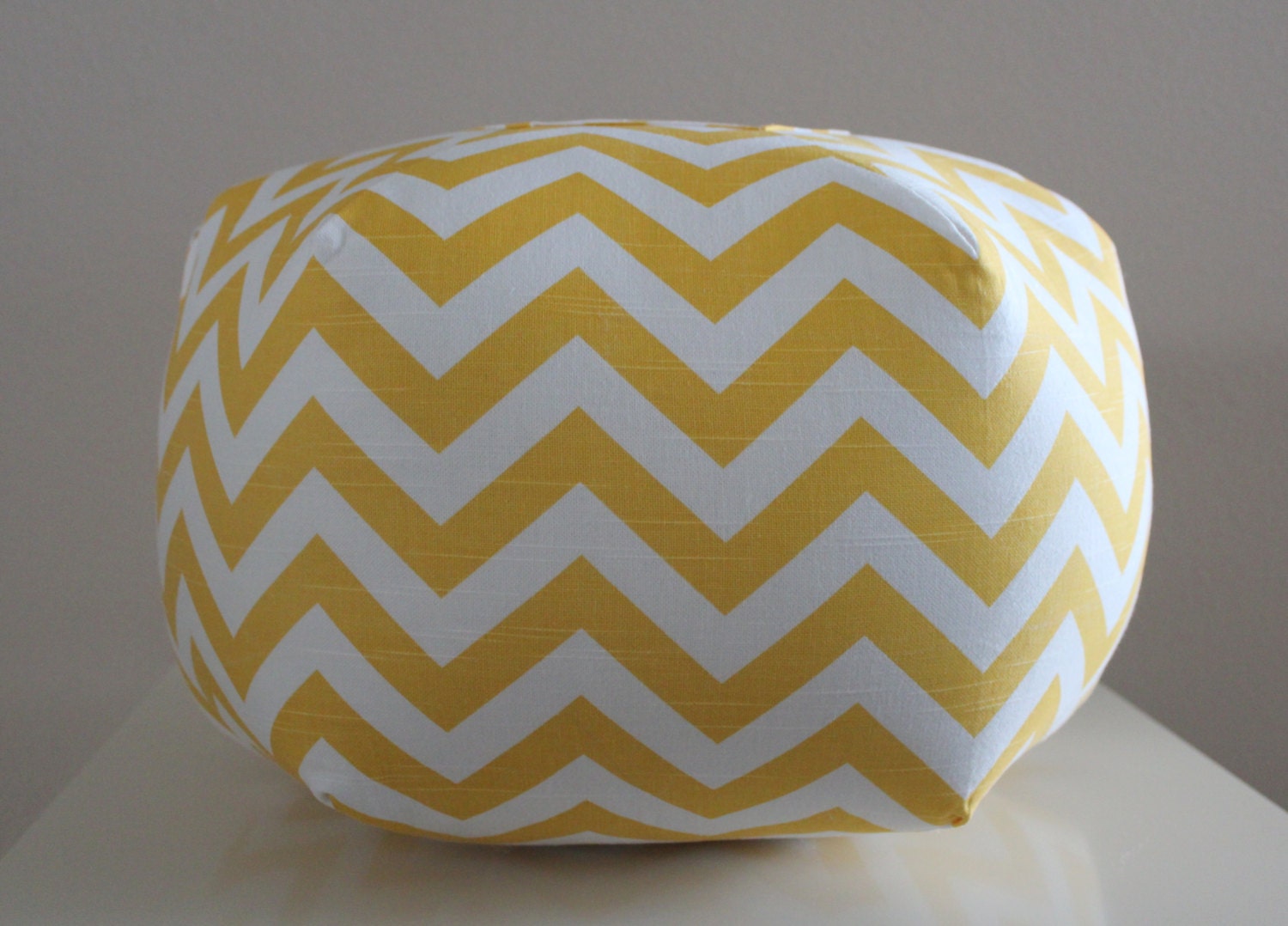 18" Ottoman Pouf Floor Pillow Yellow Chevron Zig Zag