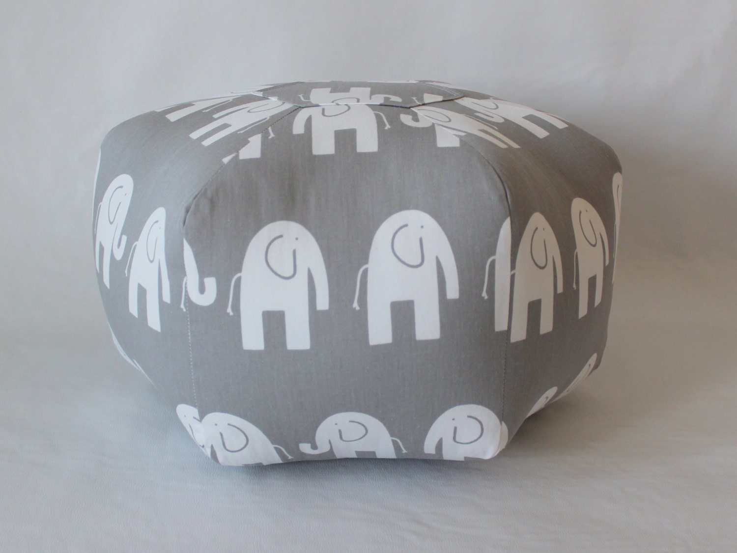 18" Ottoman Pouf Floor Pillow Grey White Elephant