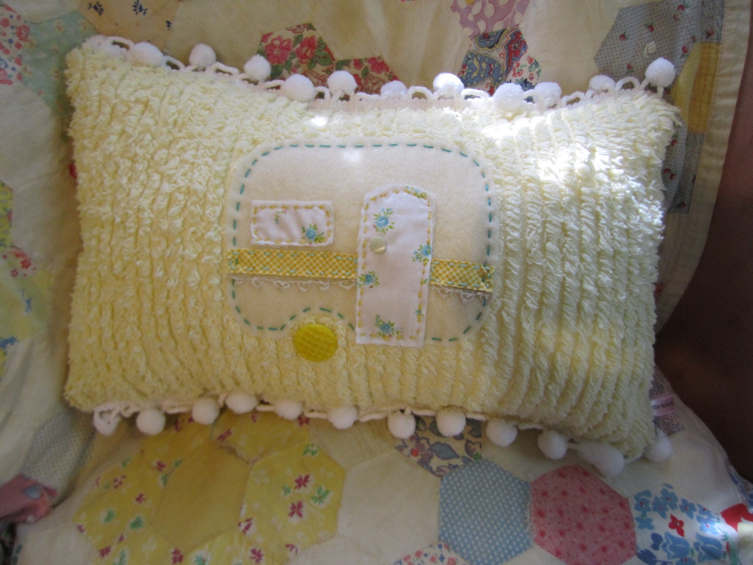 Vintage Inspired Trailer Pillow, Glamping, Vintage Trailer Pillow, Handmade Pillow