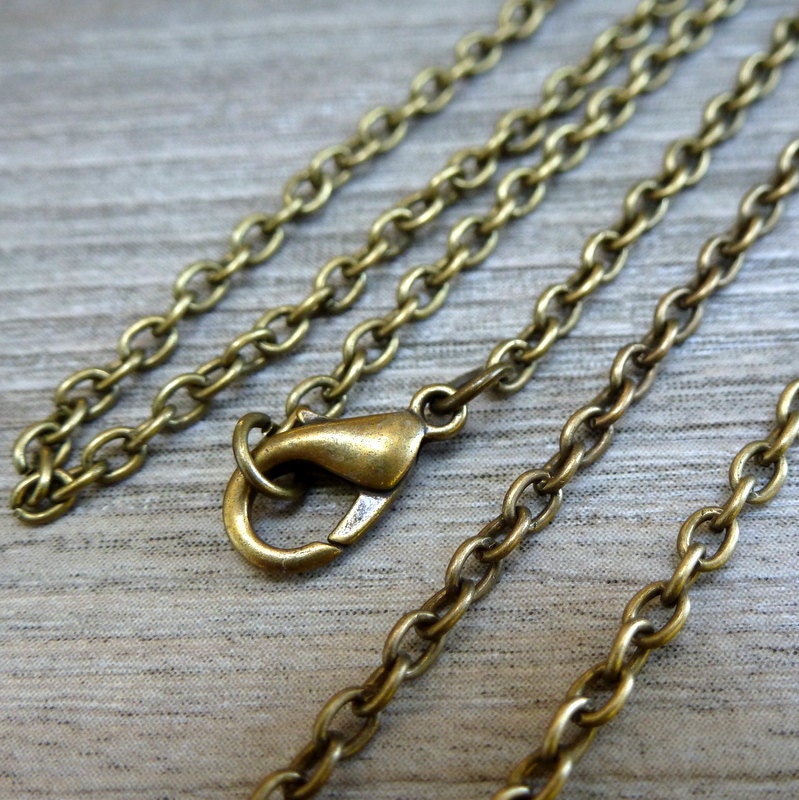 DRAWER Lot 2pc Steampunk Bronze Tone Lobster Clasp Chain Necklace 2x3mm 18" 126