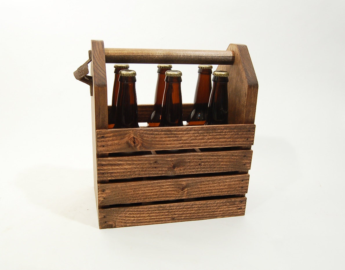 Handcrafted Longneck 6 pack Wood 12 oz Beer Bottle Carrier - Homebrew/ Microbrew - Handcrafted - 6 pack Carrier