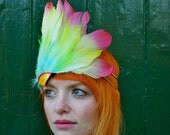 Hand ombre dyed feather headdress Tropical Bird of Paradise