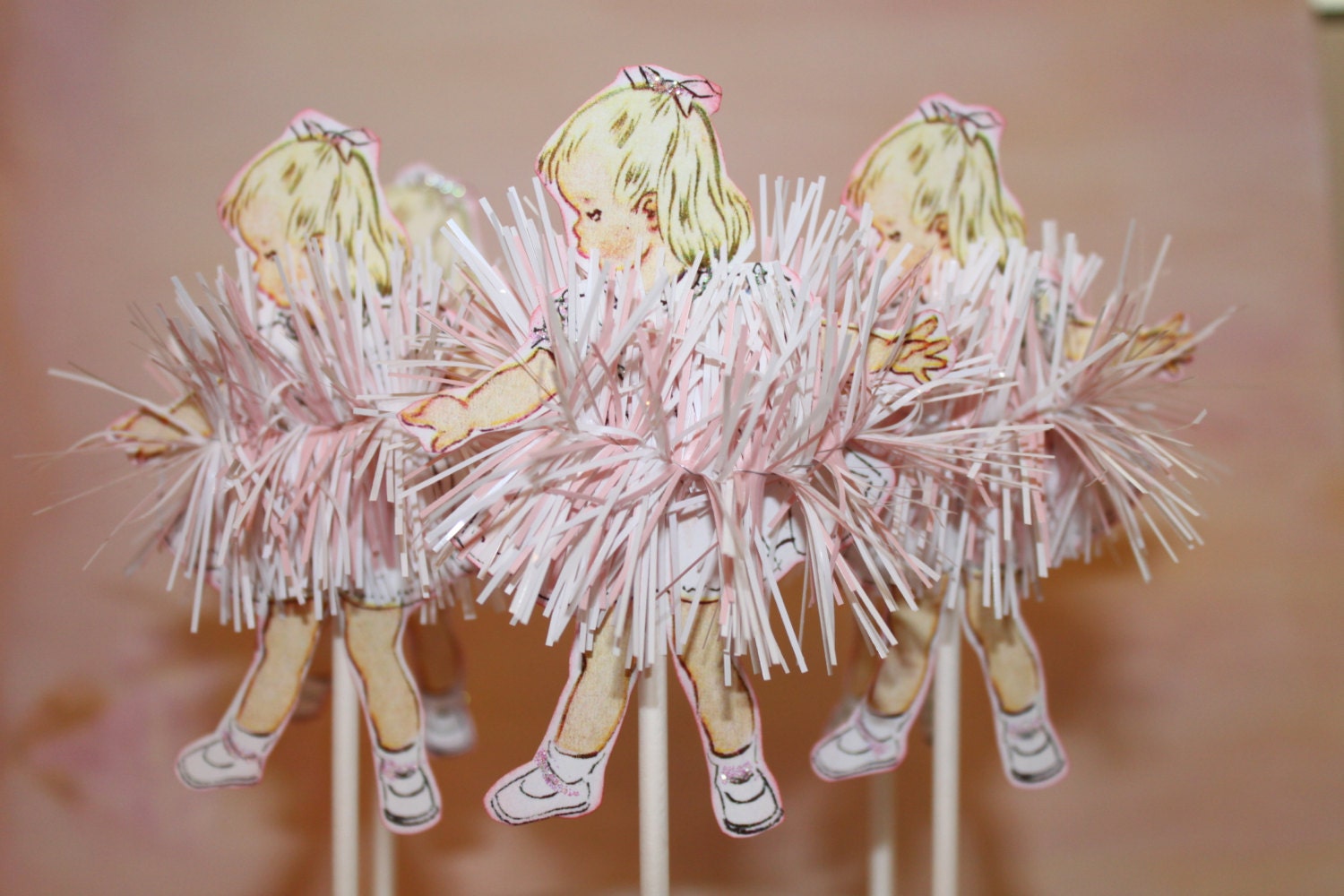 6 Tutu Birthday Party Cupcake Toppers.....Little Girl