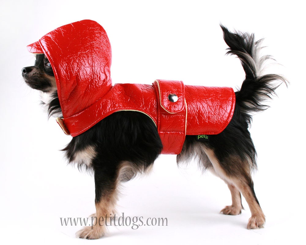 Spring Dog clothes XS Hooded Red dog Rain Coat