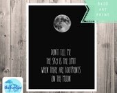 footprints on the moon - inspirational quote - motivational poster - digital art - black and white - modern print