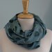Silk velvet scarf hand dyed teal green with polka dots