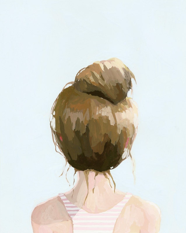 hair art - bun print - "Top Knot 21"
