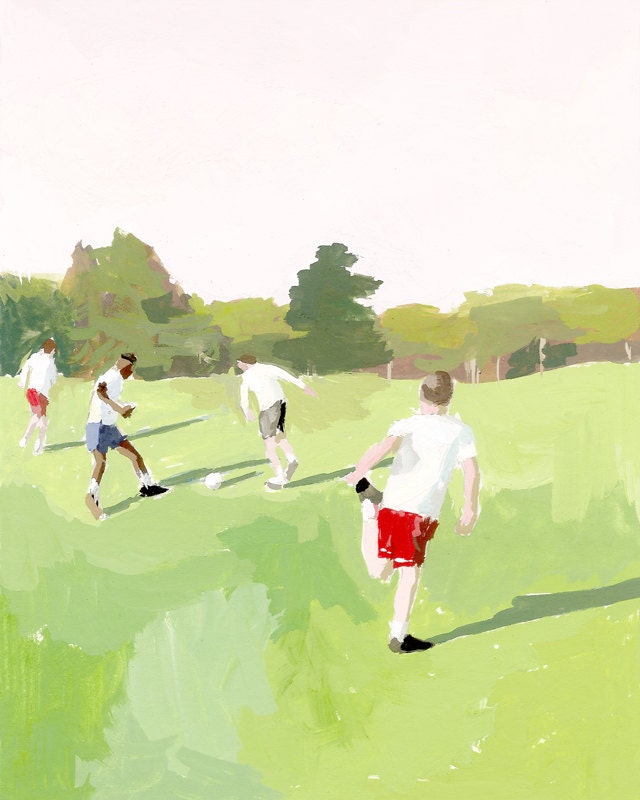 sport art - "Soccer Match" giclee print