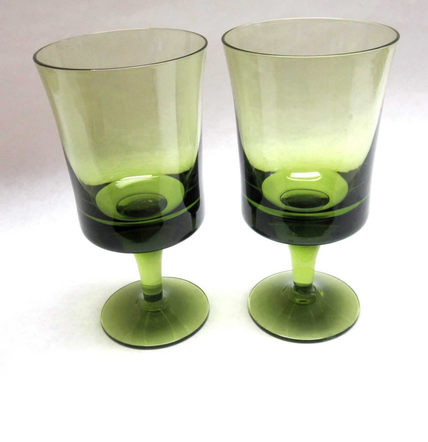 Vintage Avocado Green Goblets Set Of Two Green Drink Glasses