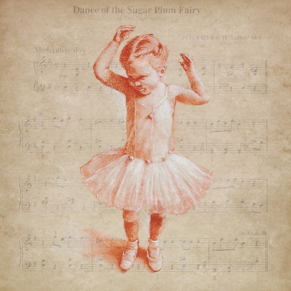 Little ballerina sugar plum fairy signed limited edition giclee ballet print from pastel drawing. Fits IKEA frames