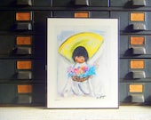 Flower Boy DeGrazia Picture Print, 1960's