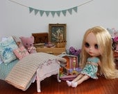 PATTERN - Bedding set for playscale dolls - Blythe, Bratz, Barbie - duvet, duvet cover, blanket, pillows, cushions, bunting, sheets, plushie