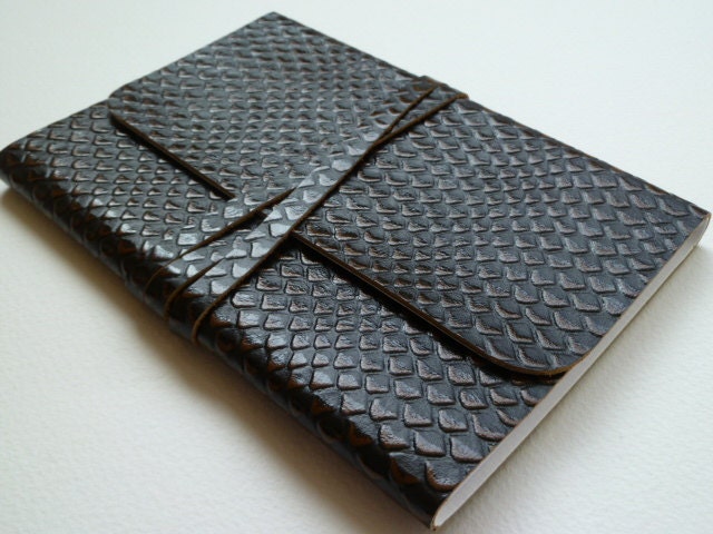 Leather Bound Notebook/Journal Stylish two tone Snake Skin Effect Embossed onto the Leather.