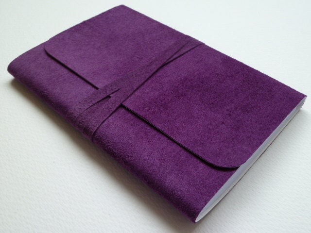 Suede Bound Notebook/Journal Lovely Rich Purple Handmade
