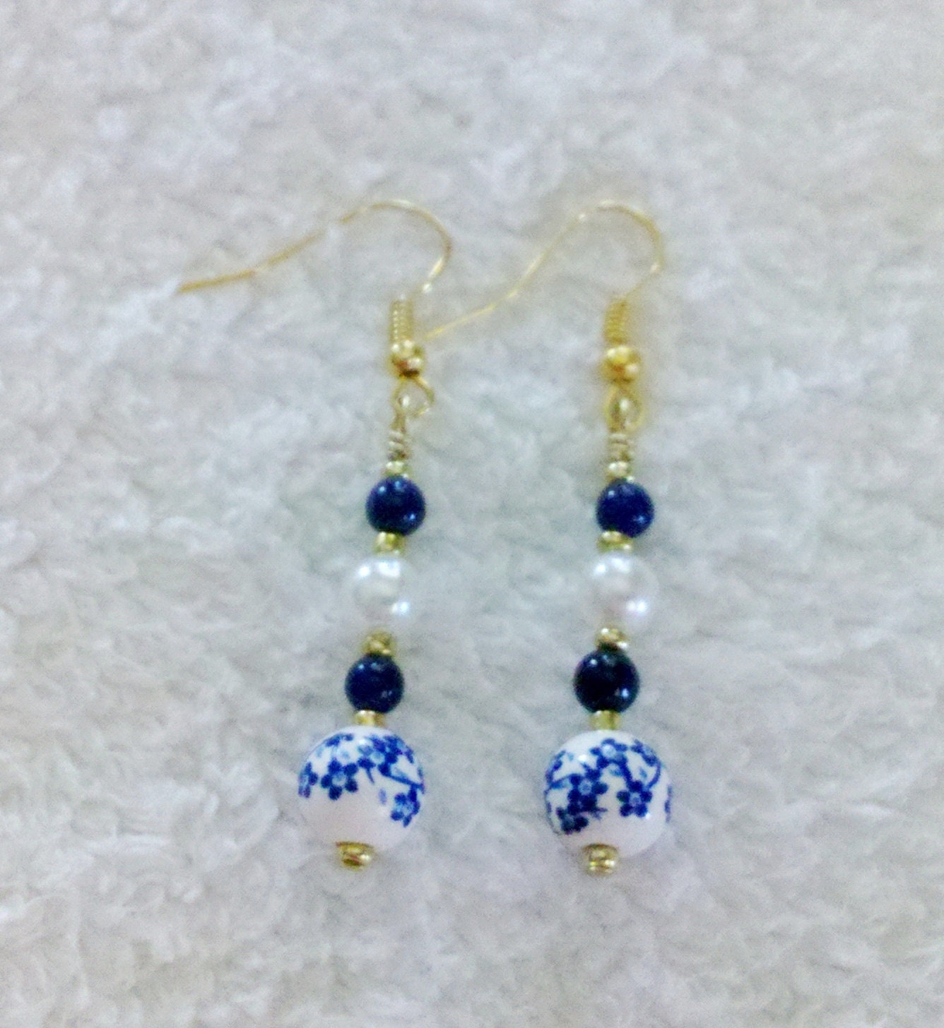 Earrings - Blue and White - Asian Inspired