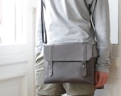 Genuine Leather Satchel Bag in Warm Dark Grey, crossbody bag, shoulder bag, ipad bag, small messenger bag, medium mens bag