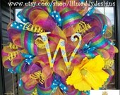 Bright Summer Wreath with letter of your choice