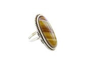Vintage Faux Tiger Eye Ring Set in Gold Tone - Size 5 Ring - Signed Avon Jewelry /  FREE SHIPPING - Bague en Strass.