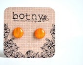 Canary Yellow and Orange Crush Very Thin Stripes Brook Earrings