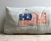 Vintage Ticking Flag Pillow