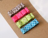 Girls Mini Hair Clips for baby, baby hair clips, infant hair clippies, toddler, tween, teen, adult - Hawaiian Punch Hair Clip Set - 2 SIZES