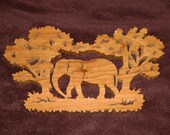 Elephant wall plaque made from solid cherry hardwood - Clearance item