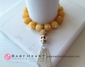 THE SUNSHINE SKULL bracelet with tassel and honey jade