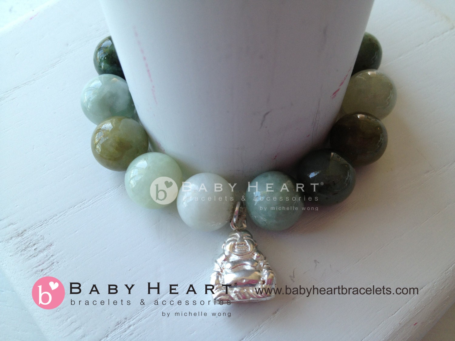 Green BURMA JADE BUDDHA charm bracelet