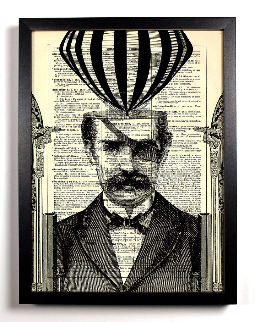 SteamPunk Pirate Repurposed Book Upcycled Dictionary Art Vintage Book Print Recycled Vintage Dictionary Page Buy 2 Get 1 FREE