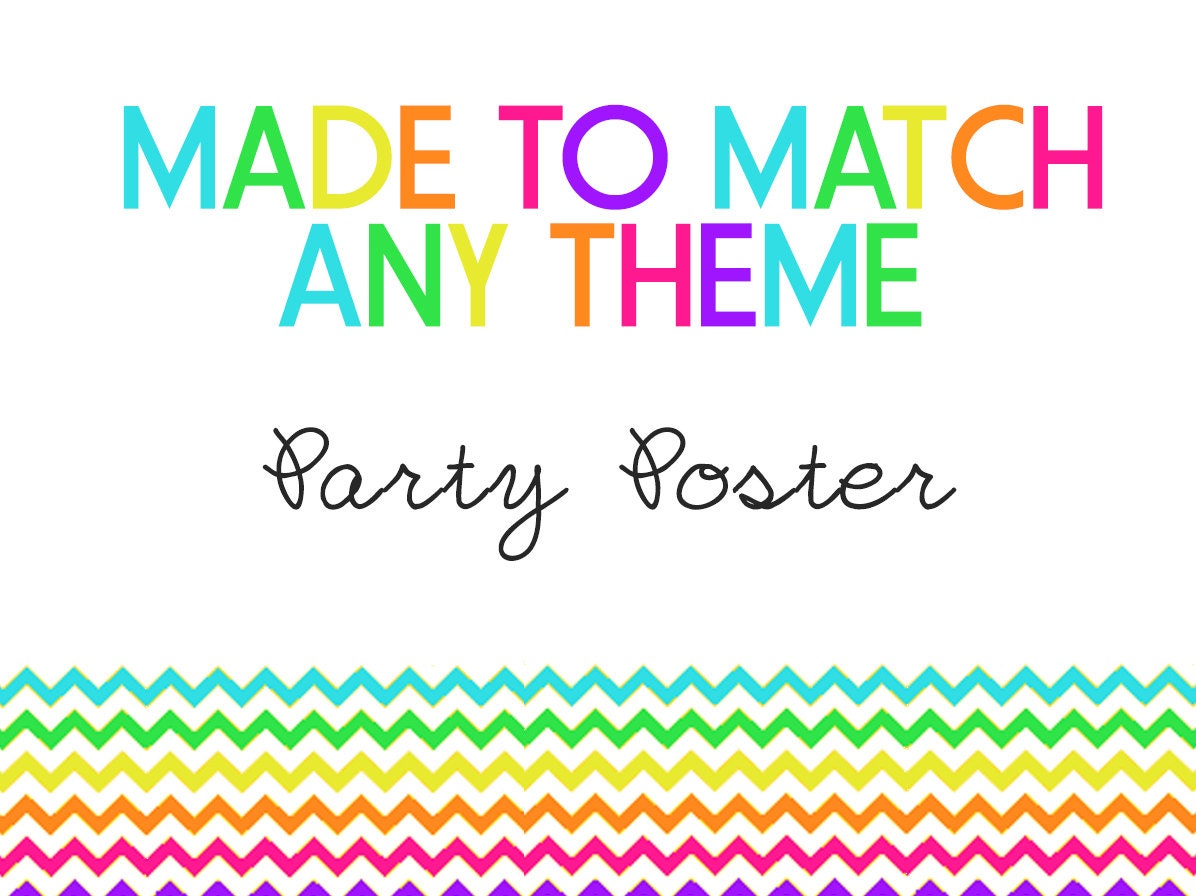 Matching "Welcome To My Party" Poster Digital File YOU-PRINT Il_170x135