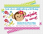 Monkey Girl Invitation - Personalized Printable Il_170x135