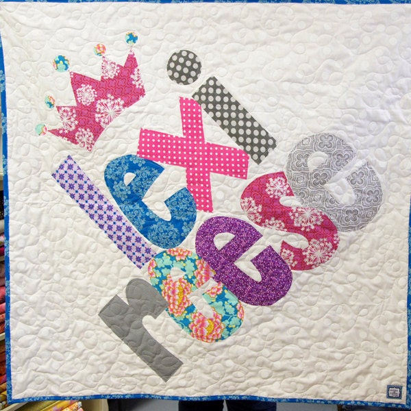 The Original Personalized Quilt Twin, Baby Quilt, Raw Edge Applique Quilt, Name Quilt