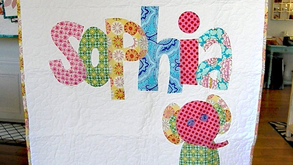 The Original Personalized Quilt Crib/Toddler, Baby Quilt, Raw Edge Applique Quilt, Name Quilt