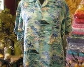 Mens Vintage Hawaiian Blue Shirt