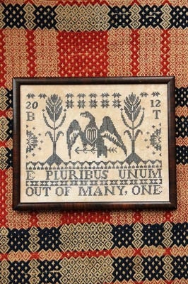 cross stitch pattern : e pluribus unum out of many one heartstring samplery eagle patriotic summer 4th of July counted cross stitch diy