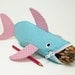 Shark Bag by MinneBites / Beach Bubbles Shark Bite - Pencil Pouch Case - Blue and Pink Fish Bag - Cute Girls Gift - Animal Bag