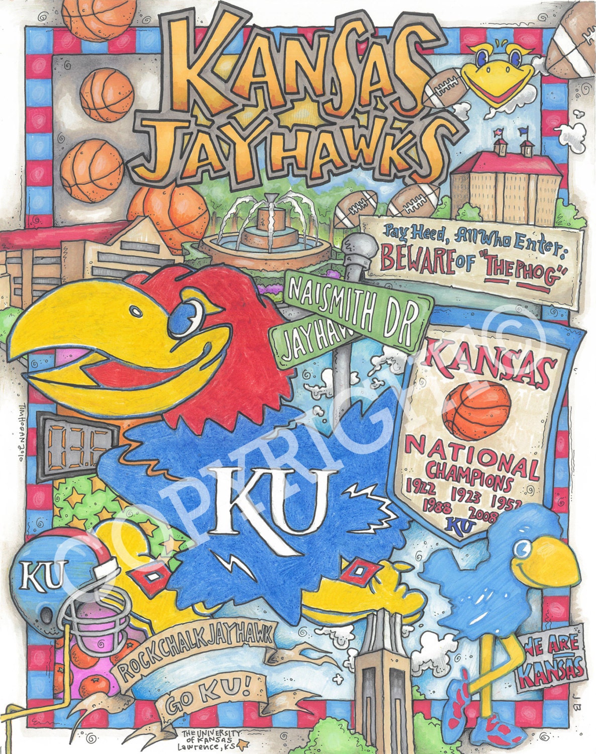 11X14 Kansas Jayhawk Print
