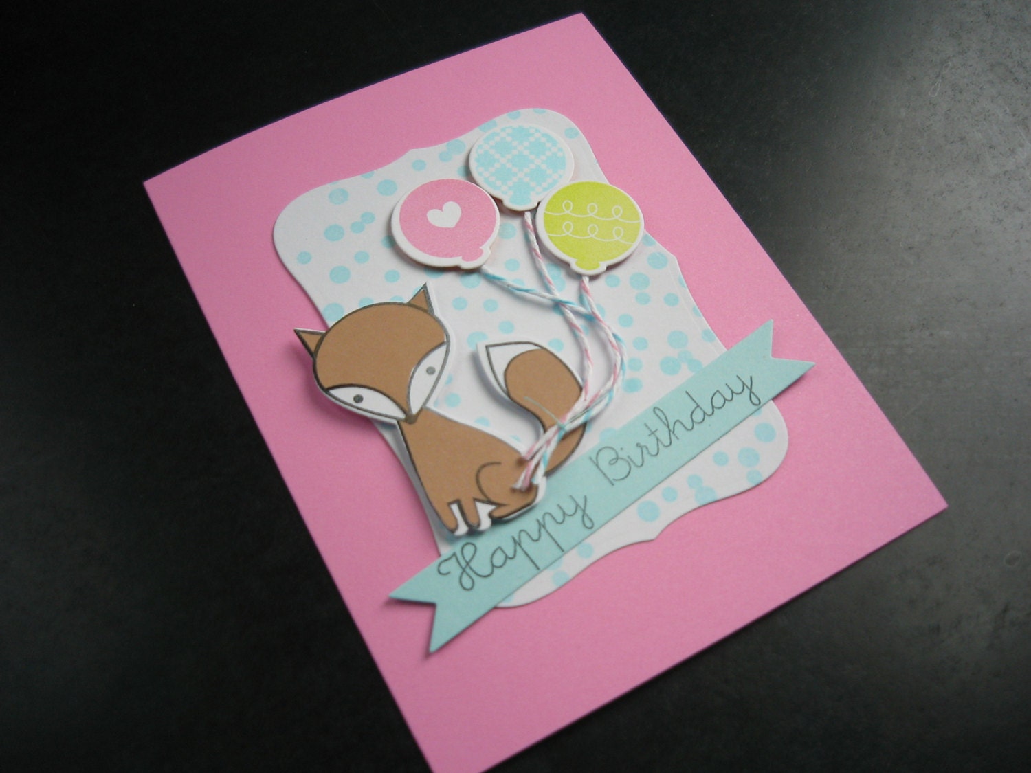 Fox Birthday Card, Pink