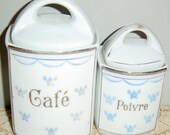 Vintage 1930s French Canisters Coffee and Pepper Cafe and Poivre Kitchen Containers