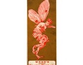 1890 Victorian Trade Card Art Nouveau Fairy Wings Stove Polish / Gold Red / Amanda