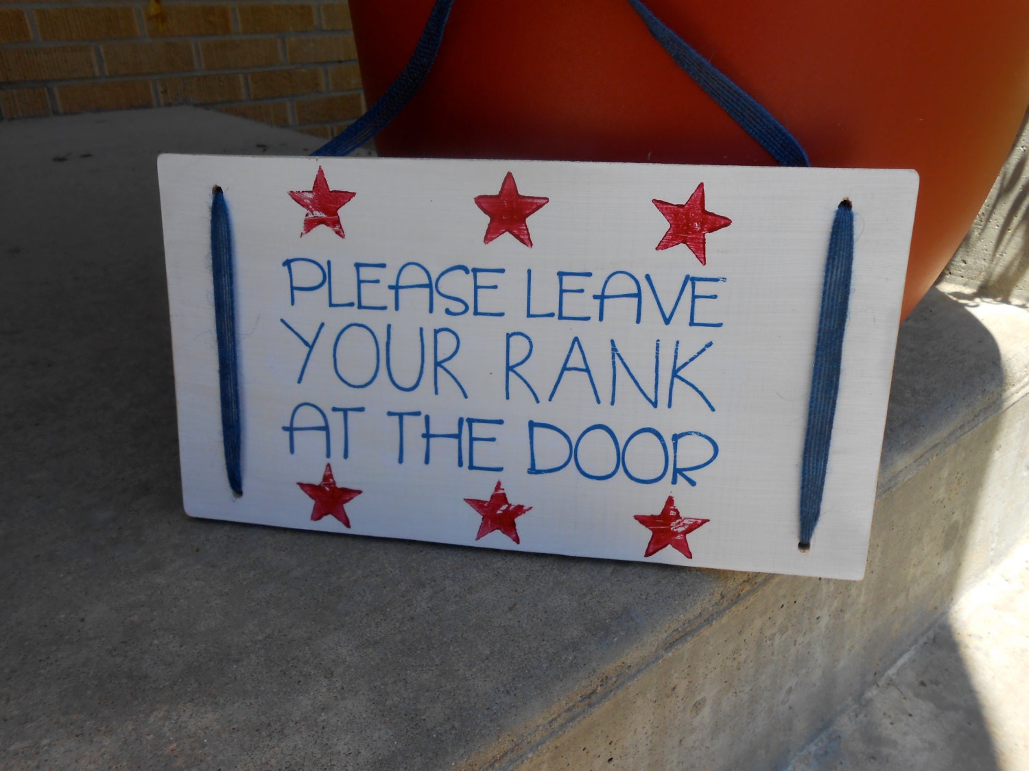 Please Leave Your Rank at the Door Hanging Sign