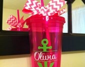 Personalized Double Wall Tumbler With Lid And Straw