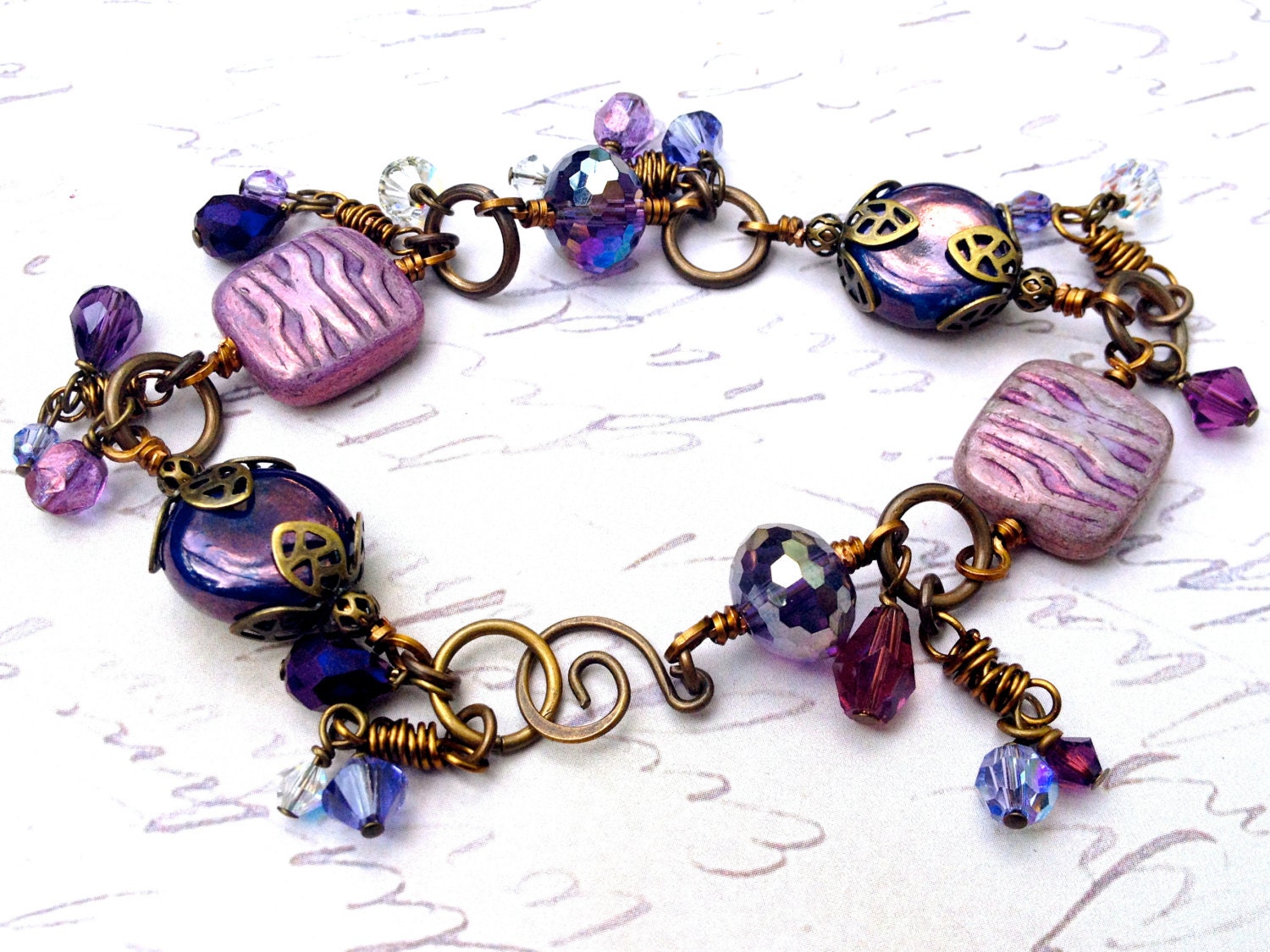Purple Royalty Beaded and Wired Handmade Bracelet B532