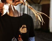 FREE SHIPPING, Handmade beaded beige color leather medicine pouch long necklace,tribal,southwestern,boho,hippie style