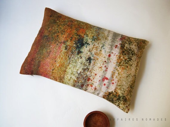 ON SALE // Linen Oblong Coushion. Insert Included .. S t r e w n   L e a v e s /  FRAGMENTS
