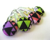 Snap Clips Hair Accessories -  Snap Hair Clips : Funky Hair Barrettes - Set of four Clippies - Neon 80s Retro Print
